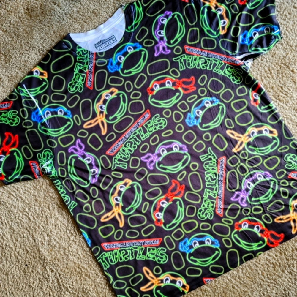Neon Screenprint Ninga Turtles tees